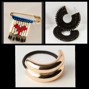 Free People Hair Tie Earrings Brooch Lot NWT